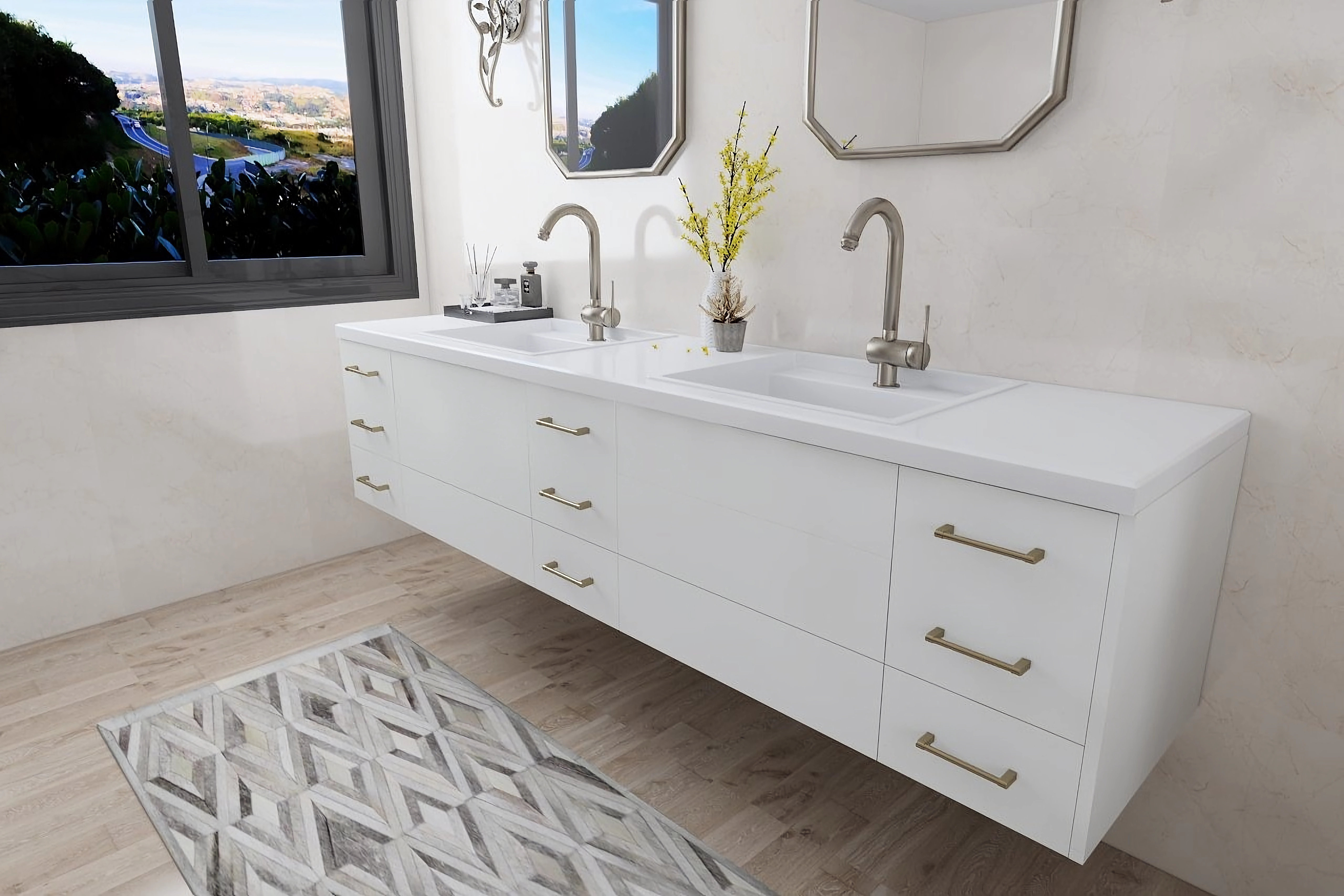 YUDEZIGN Richmond 87.5" Double Bathroom Vanity, Ready to Install | Wayfair